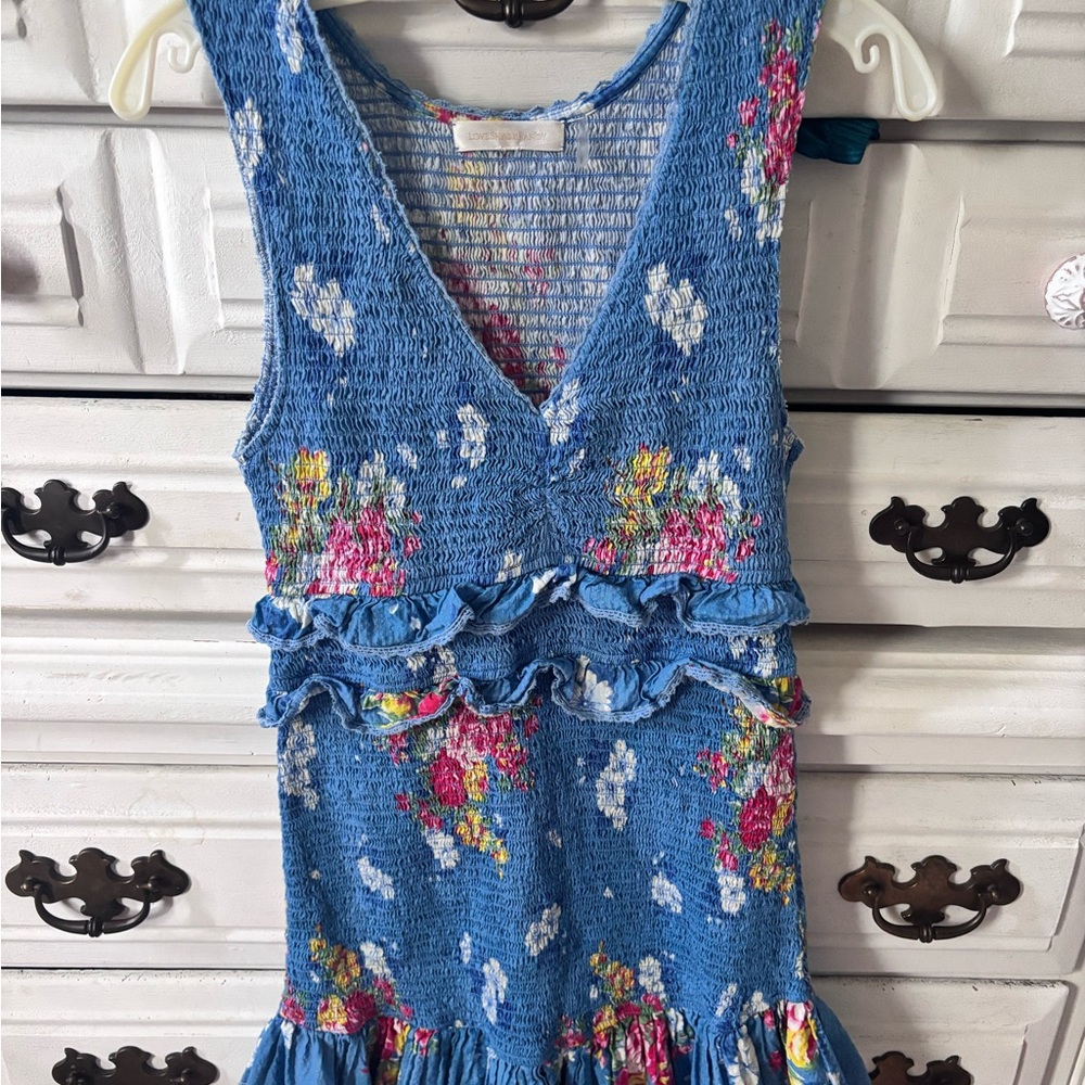 LoveShackFancy Blue Floral Dress